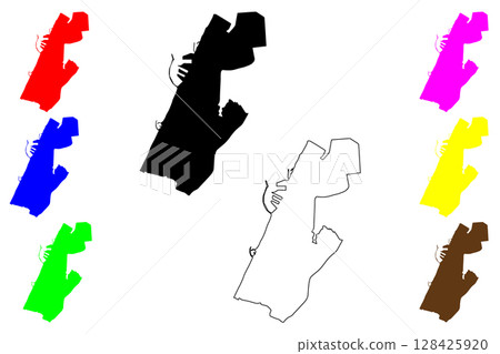 Ashdod city (State of Israel, Southern District) map vector illustration, scribble sketch Ashdod map 128425920