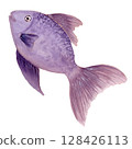 Watercolor sketch of decoration purple fantasy fish  128426113