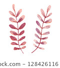 Watercolor sketch of shadow of pink fantasy branches of seaweed 128426116
