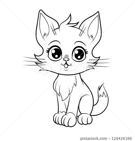 Doodle Vector Illustration of a Cat in Cartoon Style 128426166