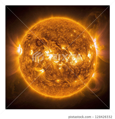 sun floating in outer space 128426332