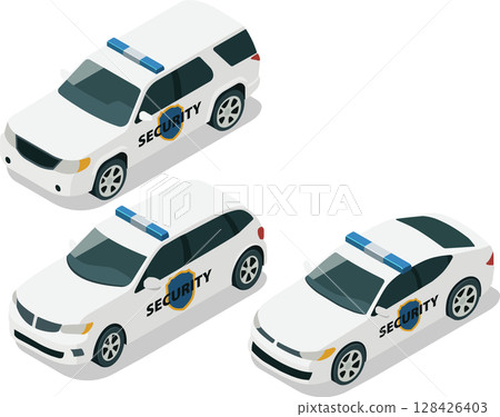 Isometric corporate security vehicles 128426403