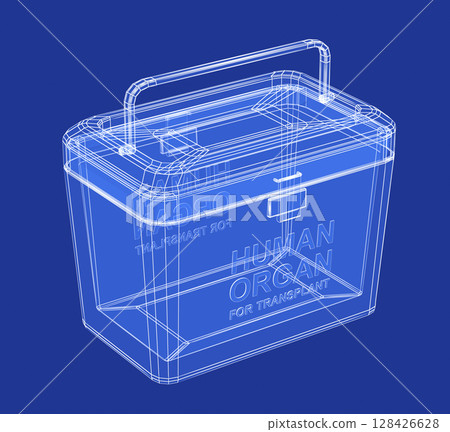 3D wire-frame model of human organ transport box 3D wire-frame model of human organ transport box 128426628