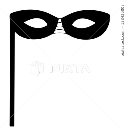 Simple black and white masquerade mask with a sticks, vector illustration 128426805