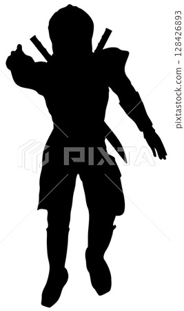 Silhouette of Warrior Holding Sword 128426893