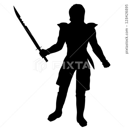 Silhouette of Warrior Holding Sword Silhouette of Warrior Holding Sword 128426895