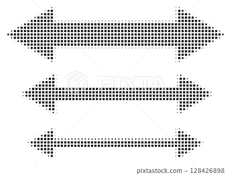 Square halftone double arrows set in different sizes Square halftone double arrows set in different sizes 128426898