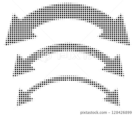Square halftone double arrows set in different sizes Square halftone double arrows set in different sizes 128426899