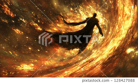 Cosmic Being Golden Galaxy Abstract Figure Surreal Art Painting Sky Dark Space Power Light Brown Cosmic Being Golden Galaxy Abstract Figure Surreal Art Painting Sky Dark Space Power Light Brown 128427088