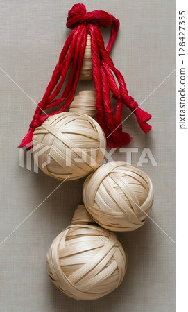 Elegant Woven Bamboo Balls Red Cord Festive Decor Craft art new home yarn life year light brown 128427355