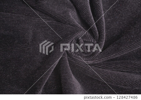 Black ribbed corduroy texture background 128427486