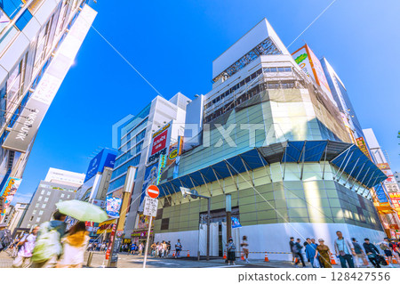 Tokyo cityscape in Japan - View of the Akihabara Chuo Dori development project ground demolition work Tokyo cityscape in Japan - View of the Akihabara Chuo Dori development project ground demolition work 128427556