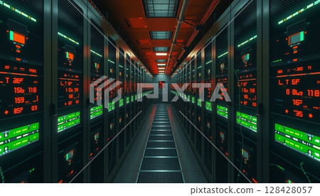 High-Tech Server Room Interior 128428057