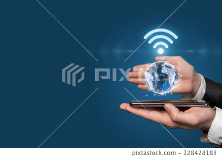 Wi-Fi is connecting the world on a global scale. 128428183