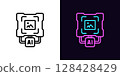 Outline AI generator icon, with editable stroke. AI tool for creation graphic content, image generator. AI system for image generation by prompt text, chat bot with graphic edit tools. Vector icon 128428429