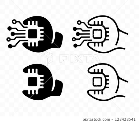 Wrench, spanner, processor and cpu, graphic design. Technology, innovation, machinery and industrial, vector design and illustration 128428541