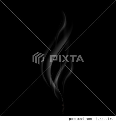 Candle smoke, vapor or mist from blowing out wick flame, vector realistic smoky cloud effect, fume white swirl steam Candle smoke, vapor or mist from blowing out wick flame, vector realistic smoky cloud effect, fume white swirl steam 128429130