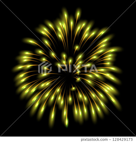 Fireworks salute with shining sparks, vector bright golden and green firecracker salute explosion, festive pyrotechnic Fireworks salute with shining sparks, vector bright golden and green firecracker salute explosion, festive pyrotechnic 128429173