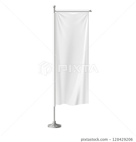 Blank vertical flag mockup vector illustration 128429206
