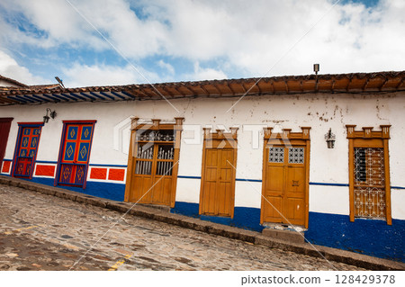 Beautiful streets of the colonial town of Concepcion in Antioquia, Colombia. 128429378