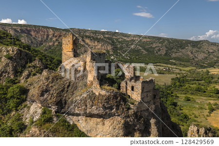 Ruins of Drisi Fortress in Georgia 128429569