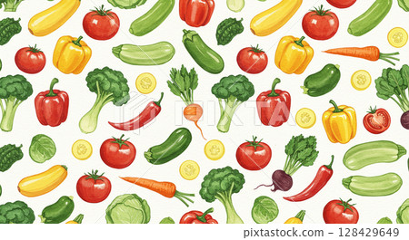色彩繽紛的蔬菜插畫 128429649