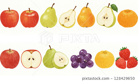 各種水果手繪插畫 128429650