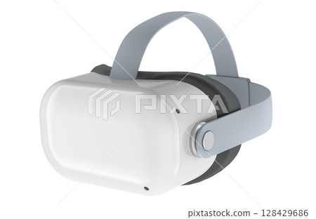 Virtual reality headset, white VR glasses. 3D rendering 128429686