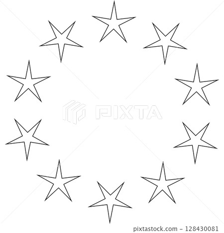 Stars in circle icon. Round star frame template 128430081