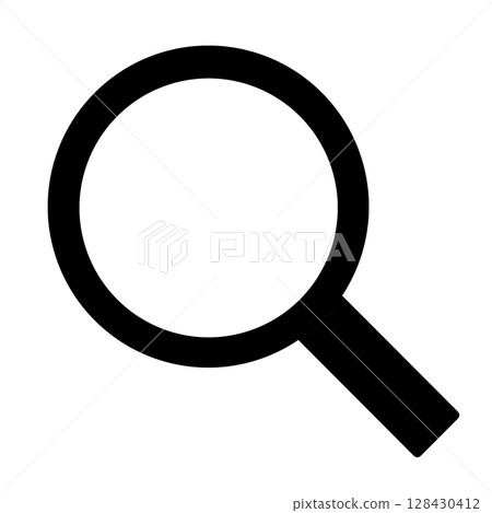 Simple black search mark (magnifying glass) silhouette illustration Simple black search mark (magnifying glass) silhouette illustration 128430412