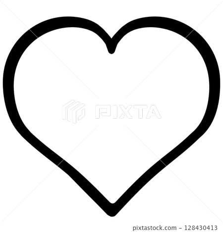 簡單的黑色心臟符號輪廓圖 128430413