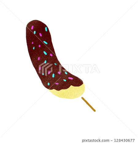 Stamp-style chocolate banana illustration Stamp-style chocolate banana illustration 128430677
