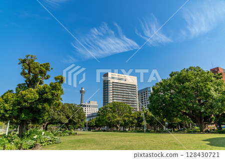 Yamashita Park and Clouds 128430721