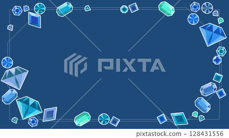 Sparkling blue gemstone illustration frame 128431556
