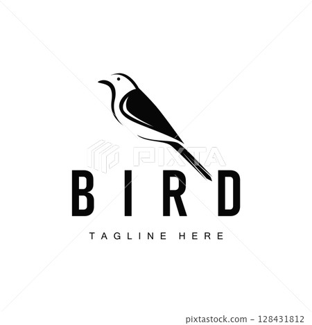 Bird logo with simple minimalist concept of flying bird with freedom design, illustration template and brand symbol 128431812