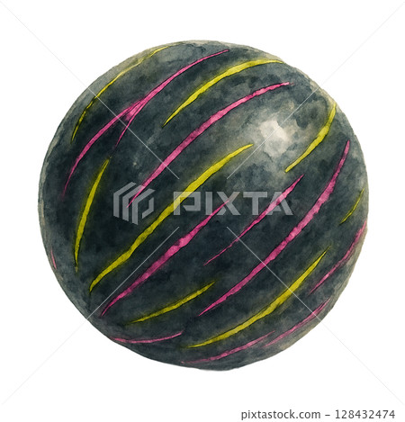 Watercolor pink and yellow line bowling ball Watercolor pink and yellow line bowling ball 128432474