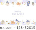 Striped pattern and cute Halloween frame 128432815