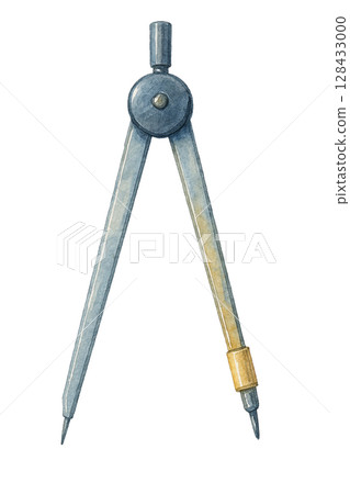 Drawing compass watercolor illustration 128433000