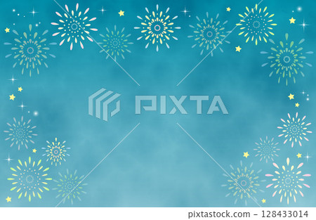 Night sky fireworks background material watercolor 5 128433014