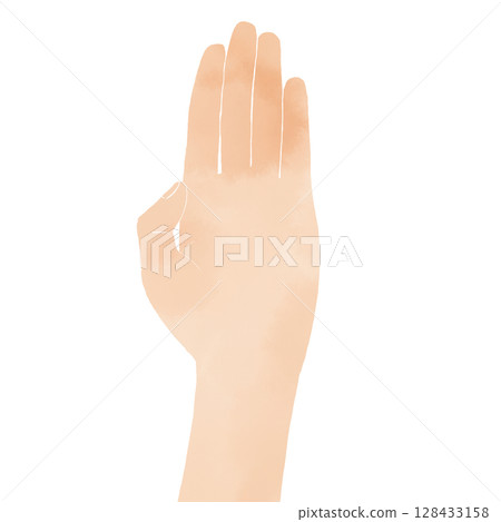 A simple watercolor illustration of a raised hand A simple watercolor illustration of a raised hand 128433158