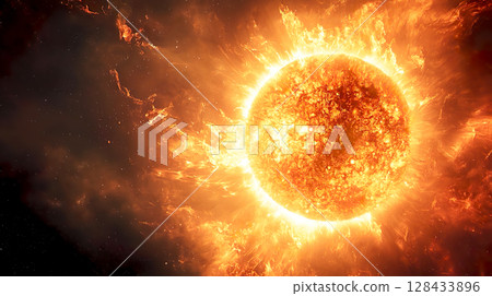 像太陽一樣燃燒的恆星的圖像 128433896