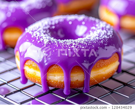 融化的紫釉 Ubemochi 甜甜圈 11 AI 產生的圖像 融化的紫釉 Ubemochi 甜甜圈 11 AI 產生的圖像 128434029