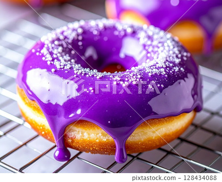 Ubemochi doughnut with melting purple glaze 6 AI-generated image 128434088