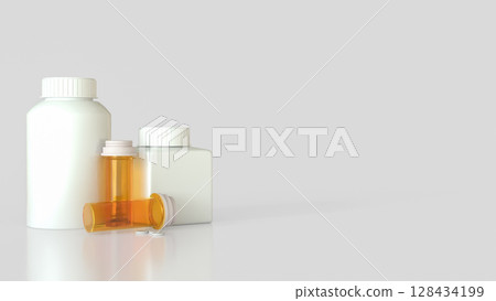 The Drug bottle on white background for Medical or health concept 3d Rendering. 128434199