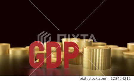 The GDP and gold coins for Business concept 3d Rendering. The GDP and gold coins for Business concept 3d Rendering. 128434211
