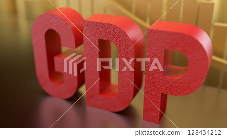The GDP and gold coins for Business concept 3d Rendering. The GDP and gold coins for Business concept 3d Rendering. 128434212