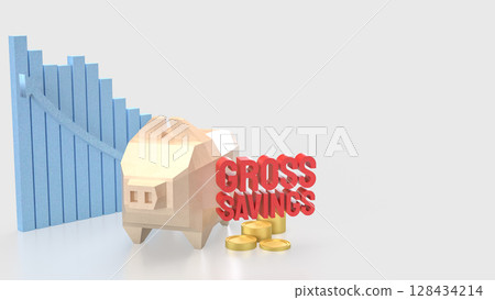 The Gross savings and Piggy Bank for Business concept 3d Rendering. The Gross savings and Piggy Bank for Business concept 3d Rendering. 128434214