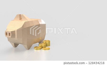 The Piggy Bank and coins for earn or saving concept 3d Rendering. 128434218