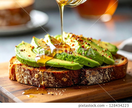 Avocado toast with hot honey 1 AI-generated image 128434223
