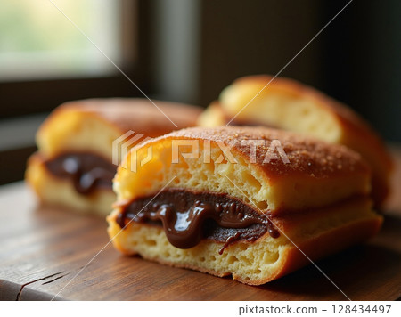Delicious Indonesian Martabak Manis with Rich Chocolate Melt 128434497